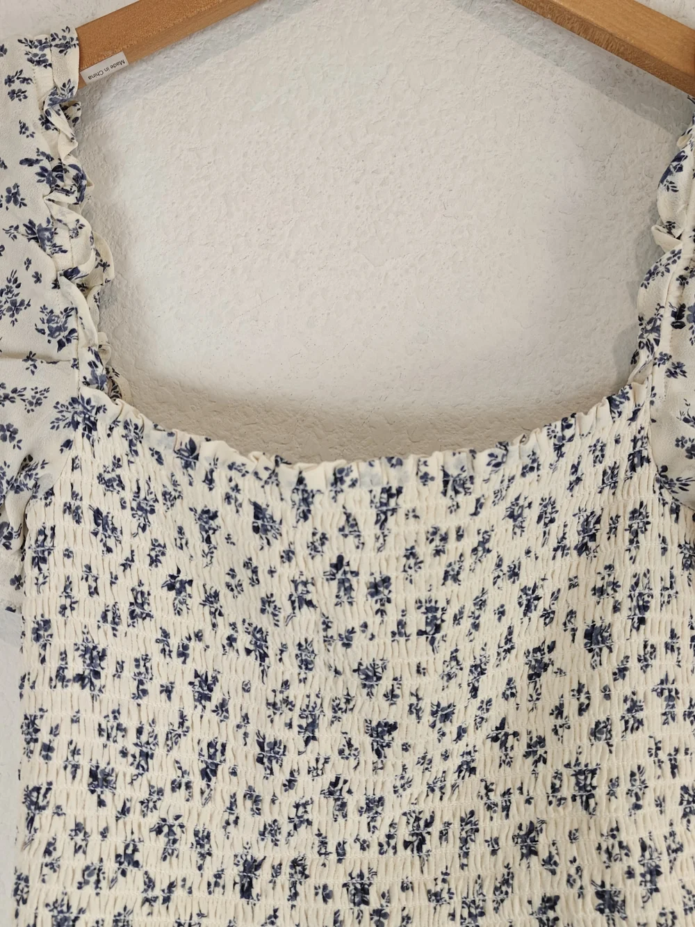 Reformation Jess Top Gracie Floral Smocked Puff Sleeve Crop S